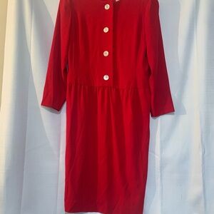 10 Petite Liz Claiborne Red Classic Dress- Chic & Elegant! Evenings/Day/Holidays